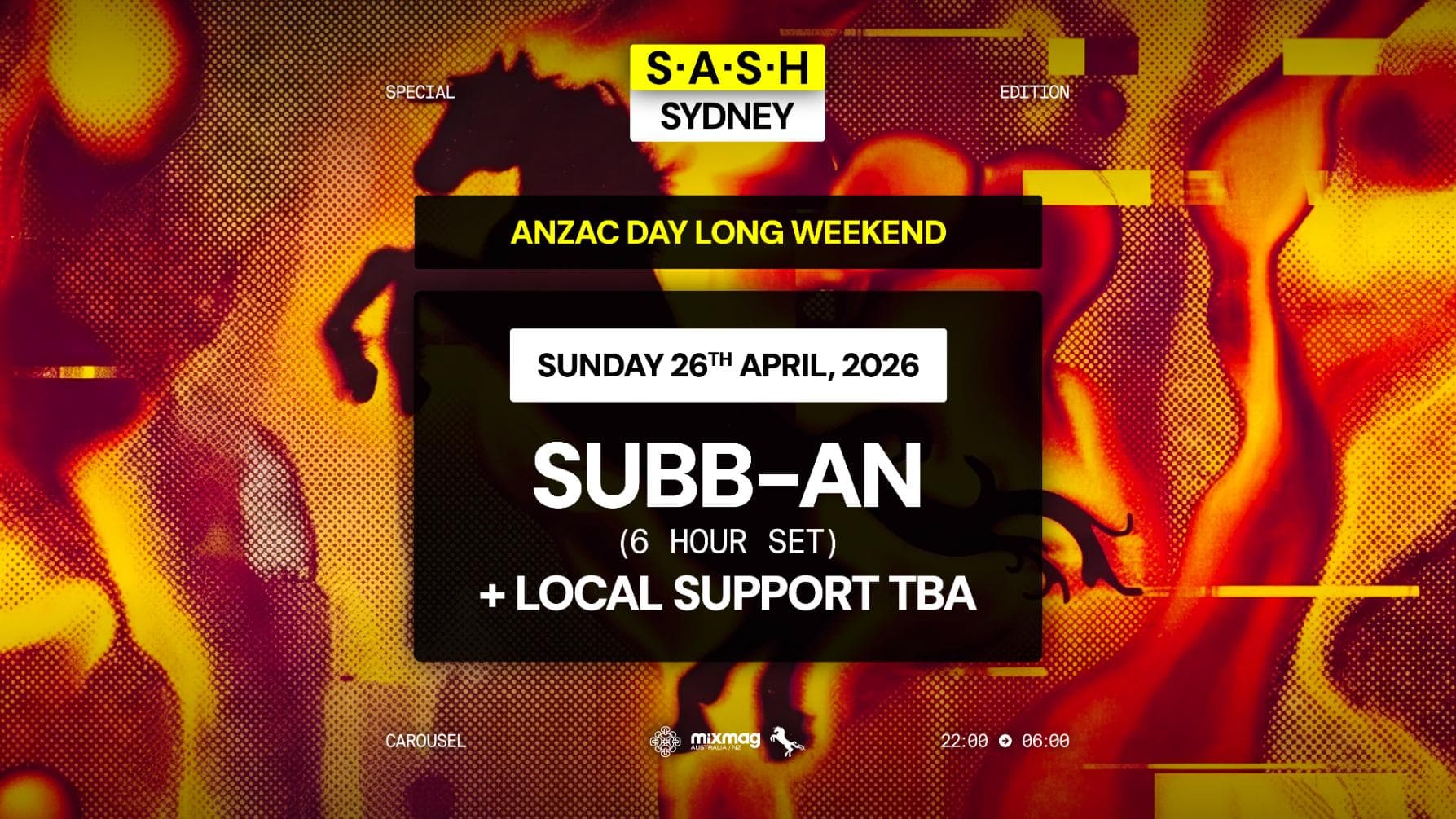 ★ S.A.S.H Sydney ANZAC Day Long Weekend ★ Subb-an 6 Hour Set ★ Sunday 26th April ★
