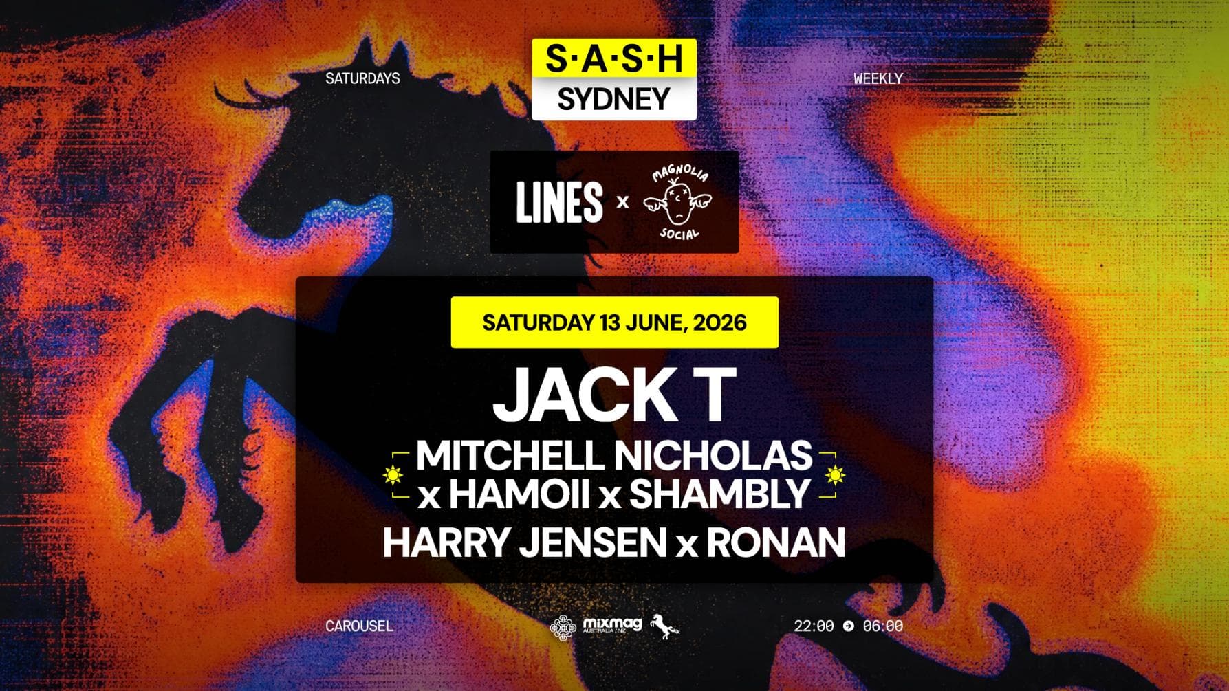 ★ S.A.S.H Sydney x Bondi Lines & Magnolia Social ★ Saturday 13th June ★